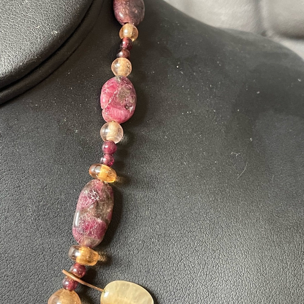 Tourmaline, Agate, Vintage beaded artisan necklace - Picture 6 of 8